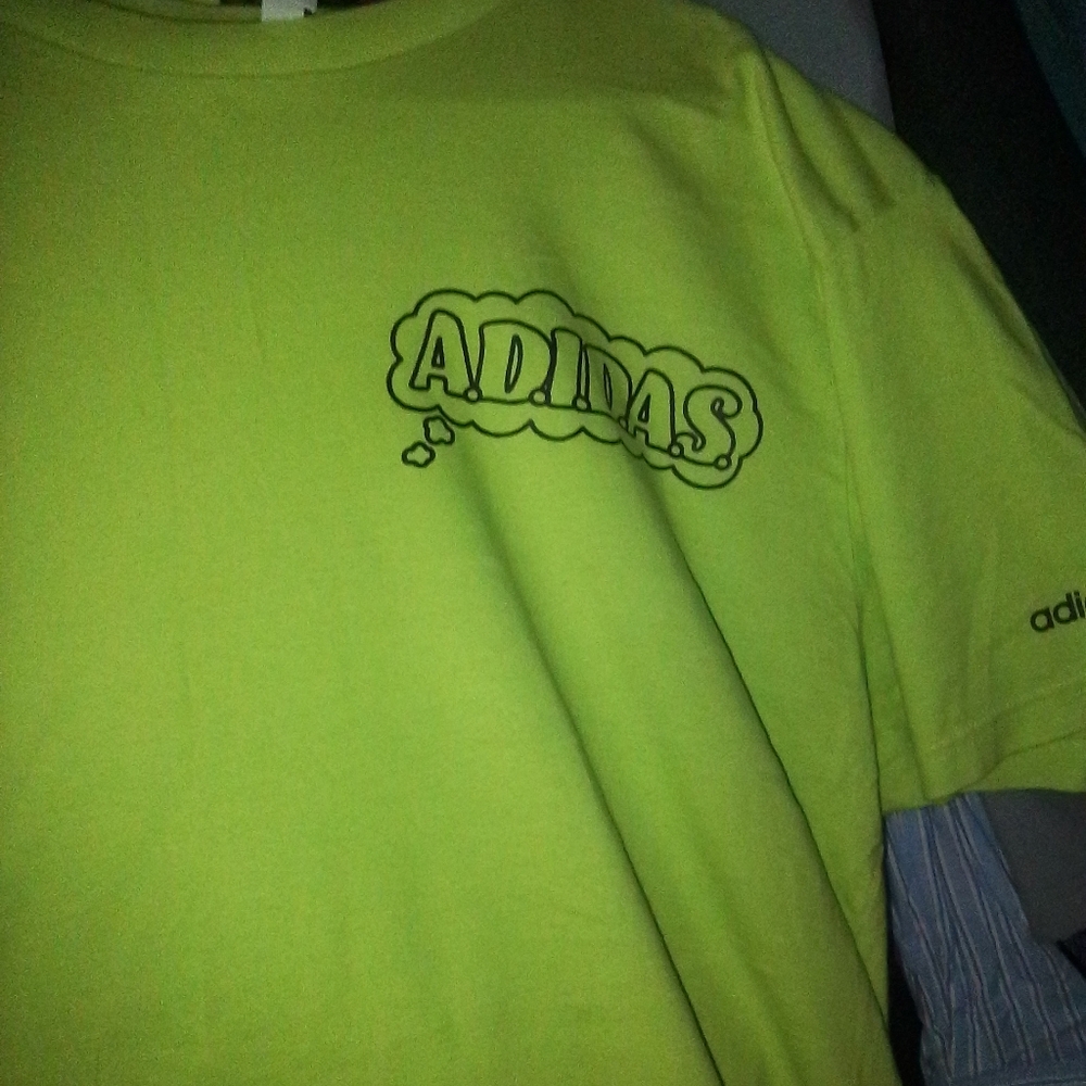 Adidas Lime Green Graphic T-Shirt NWOT All Day I Dream About Sneakers